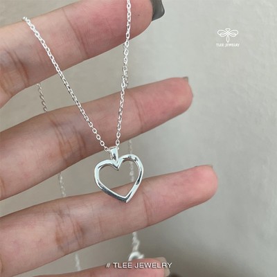Dây chuyền bạc nữ TLEE, vòng cổ trái tim khối khắc chữ freestyle TLEE JEWELRY D0372