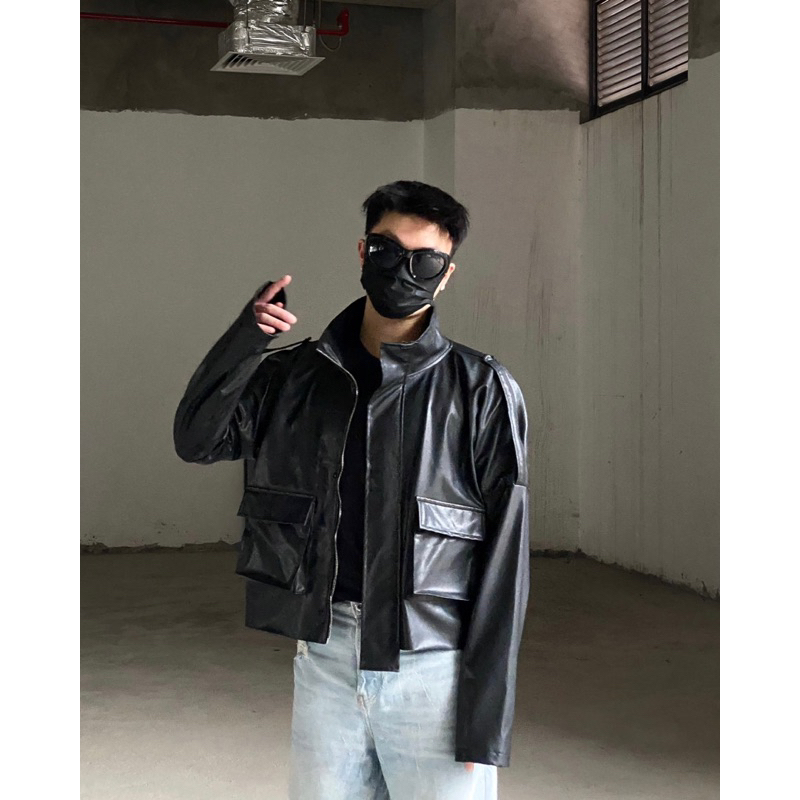 Áo khoác da leather pocket jacket