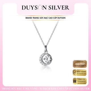 Vòng cổ bạc nữ DUYSON SILVER, Dây chuyền bạc Ý 925 mạ vàng đính đá sang trọng, lấp lánh  kiểu dáng mặt lệch [DCXK35]