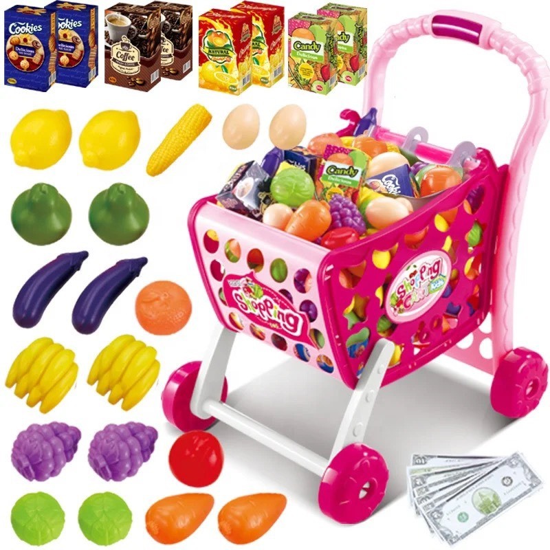 Đồ chơi xe đẩy siêu thị 2 tầng 31PCS  51x 43 x 35 cm chi tiết to, kích thước lớn Cao cấp