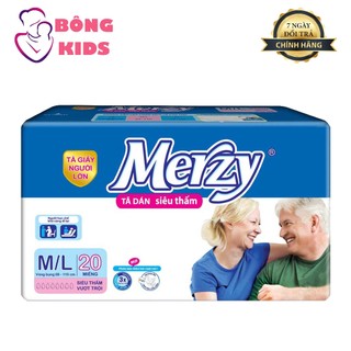 Tã dán người lớn merzy cao cấp siêu thấm khô thoáng size ml 20 miếng