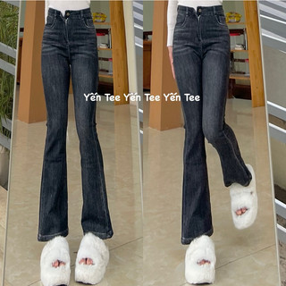 ( Màu mới 2024 ) Quần jeans ống loe màu khói trầm Yến Tee , quần loe nhẹ phong cách Hàn Quốc