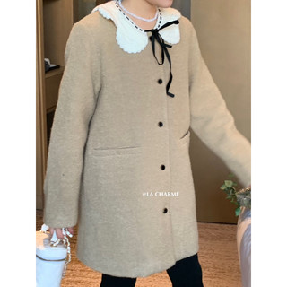 𝗟𝗔 𝗖𝗛𝗔𝗥𝗠𝗘́ |Váy suông dạ cổ len đan móc JIN.C 5059