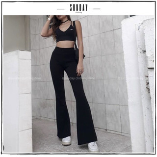 Quần Ống Loe Nữ Cạp Cao Siêu Hách Dáng, Vải Co Dãn - Sunday Clothing QU001