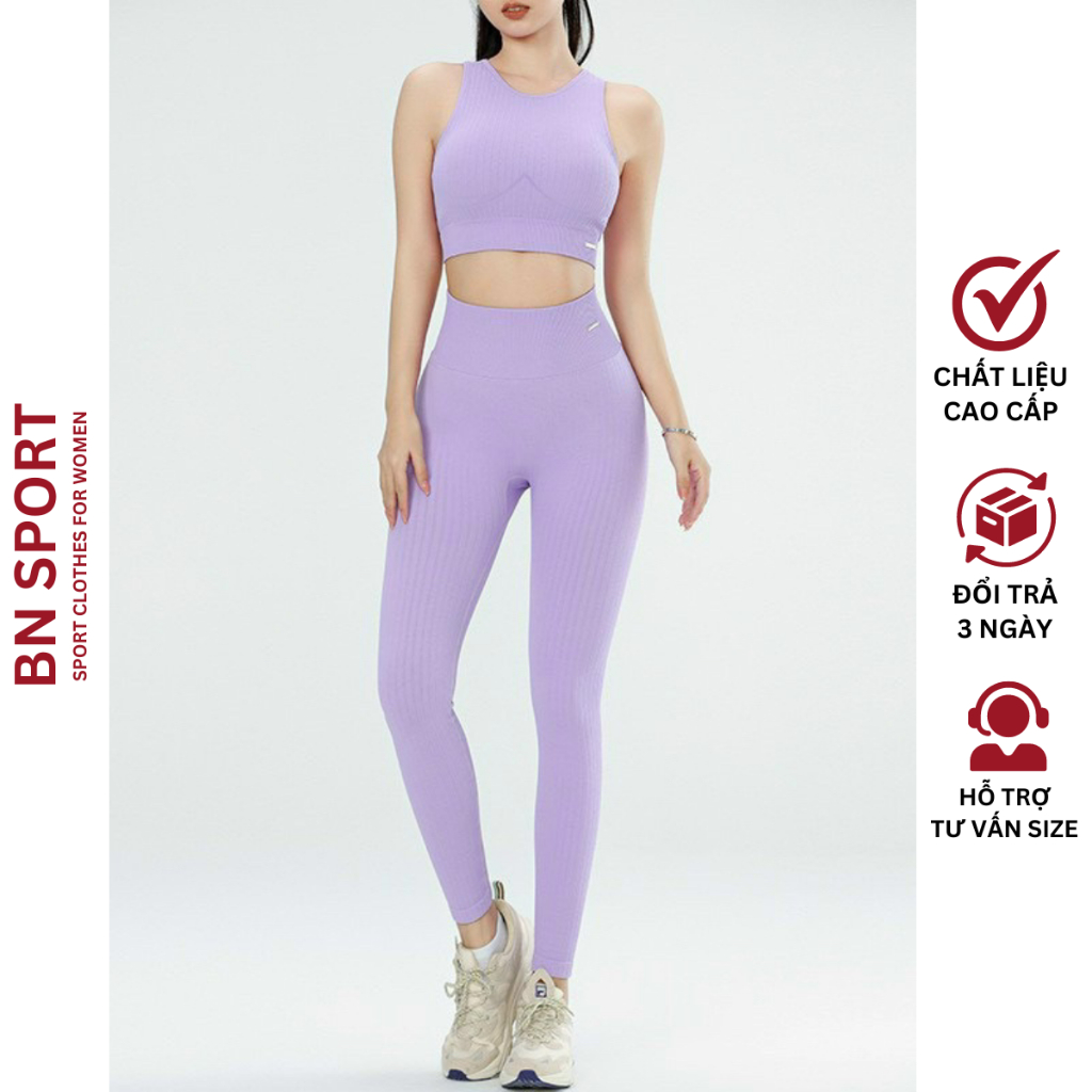 Set thun nữ gân Naqi 275 gym, thể thao, yoga bộ đồ tập Gym áo ba lỗ, quần dài legging tôn dáng, sexy | BN SPORT