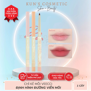 Chì kẻ môi VEECCI định hình đường viền môi chống thấm nước, không phai màu lâu trôi 1 cây