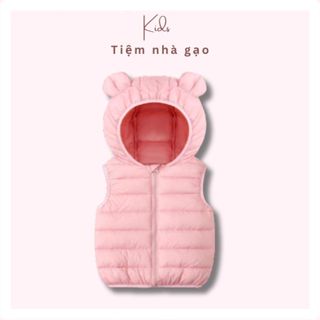 Áo phao gile cho bé 10 - 20kg siêu nhẹ, ấm áp có mũ tai gấu hàng quảng châu chất đẹp hợp thời trang A2