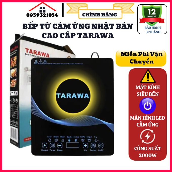 Bếp từ điện đơn TARAWA Nhật Bản, Bếp điện từ cao cấp công suất lớn2200w, Bếp từ cảm ứng kính chịu lực
