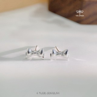Khuyên tai bạc nữ TLEE, bông tai nơ trơn basic TLEE JEWELRY B0489