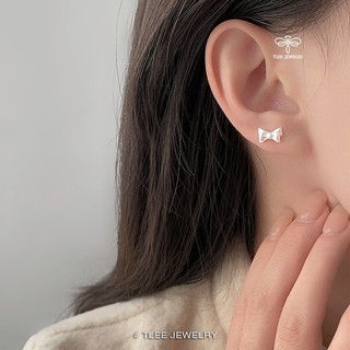 Khuyên tai bạc nữ TLEE, bông tai nơ trơn basic TLEE JEWELRY B0489