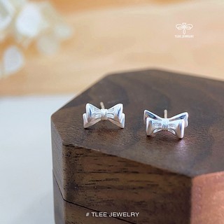 Khuyên tai bạc nữ TLEE, bông tai nơ trơn basic TLEE JEWELRY B0489