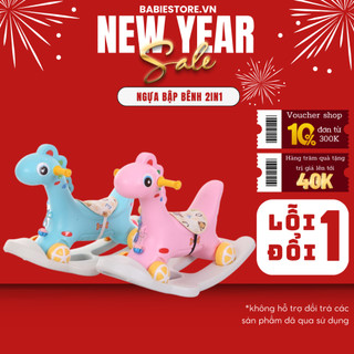 NGỰA BẬP BÊNH / XE CHÒI CHÂN 2 IN 1 CHO BÉ VUI CHƠI ( CÓ NHẠC )