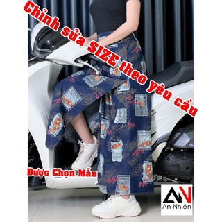 Váy chống nắng xẻ tà chất jean cố định bằng miếng dán + nút bấm vòng eo 65-85cm chiều cao dưới 1m57