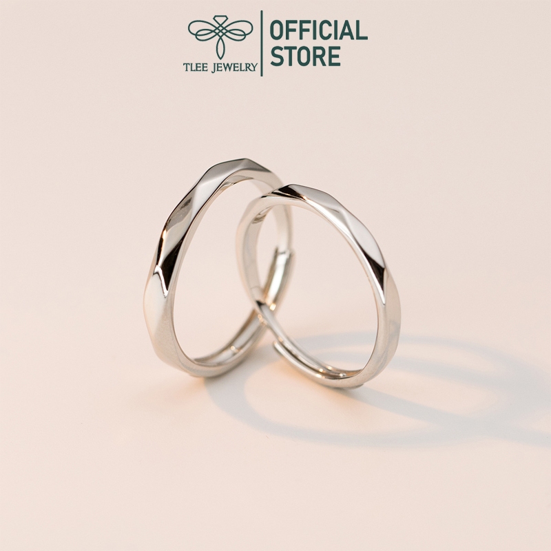  Nhẫn bạc TLEE nhẫn đôi đeo nam nữ cạnh vát sáng bóng TLEE JEWELRY 