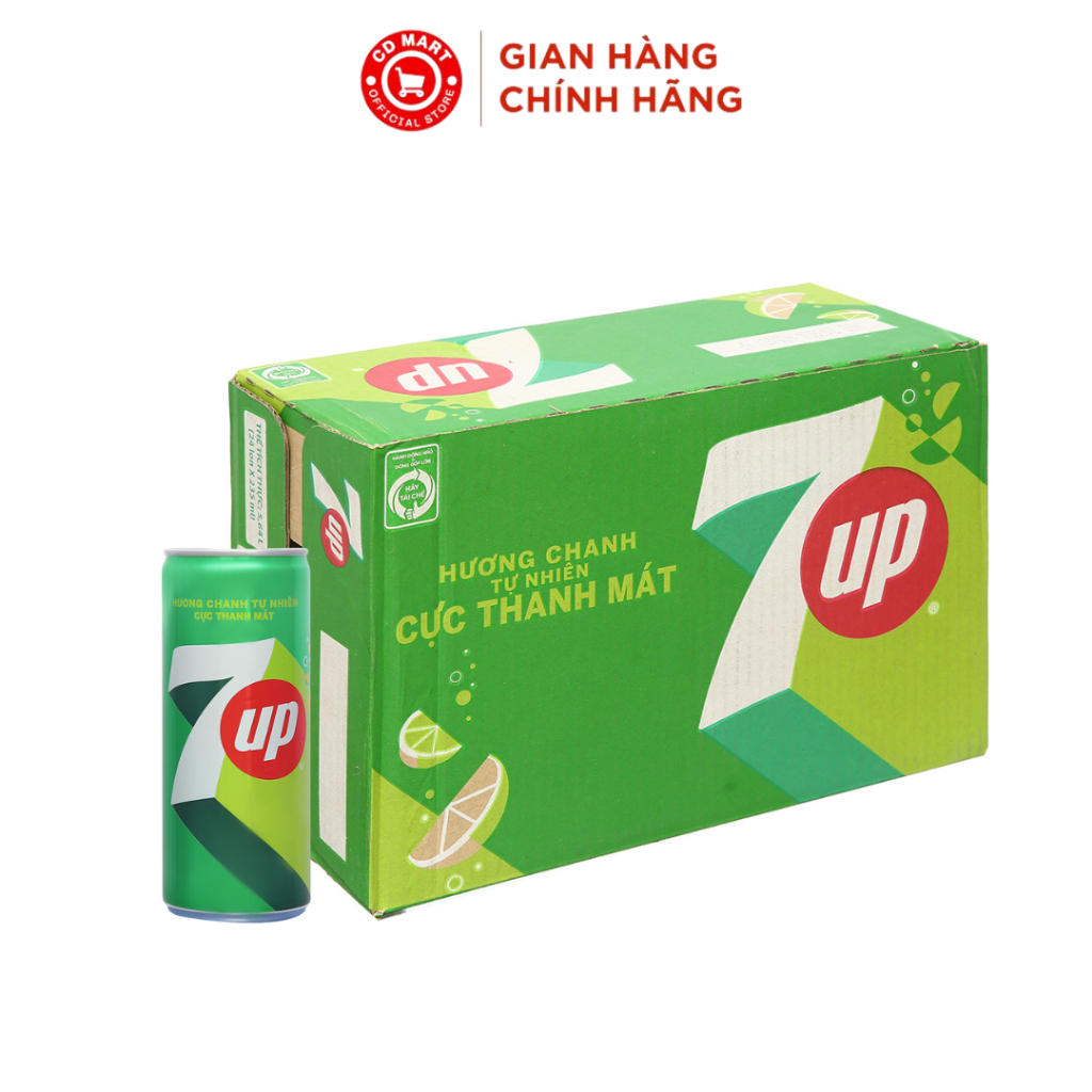 Thùng 24 lon nước ngọt 7Up vị chanh 235ml