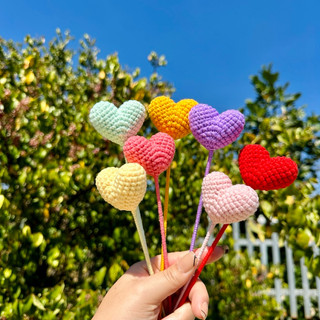 Trái tim bằng len/ hoa trái tim handmade/ quà tặng valentine/ cành hoa len handmade nhiều màu