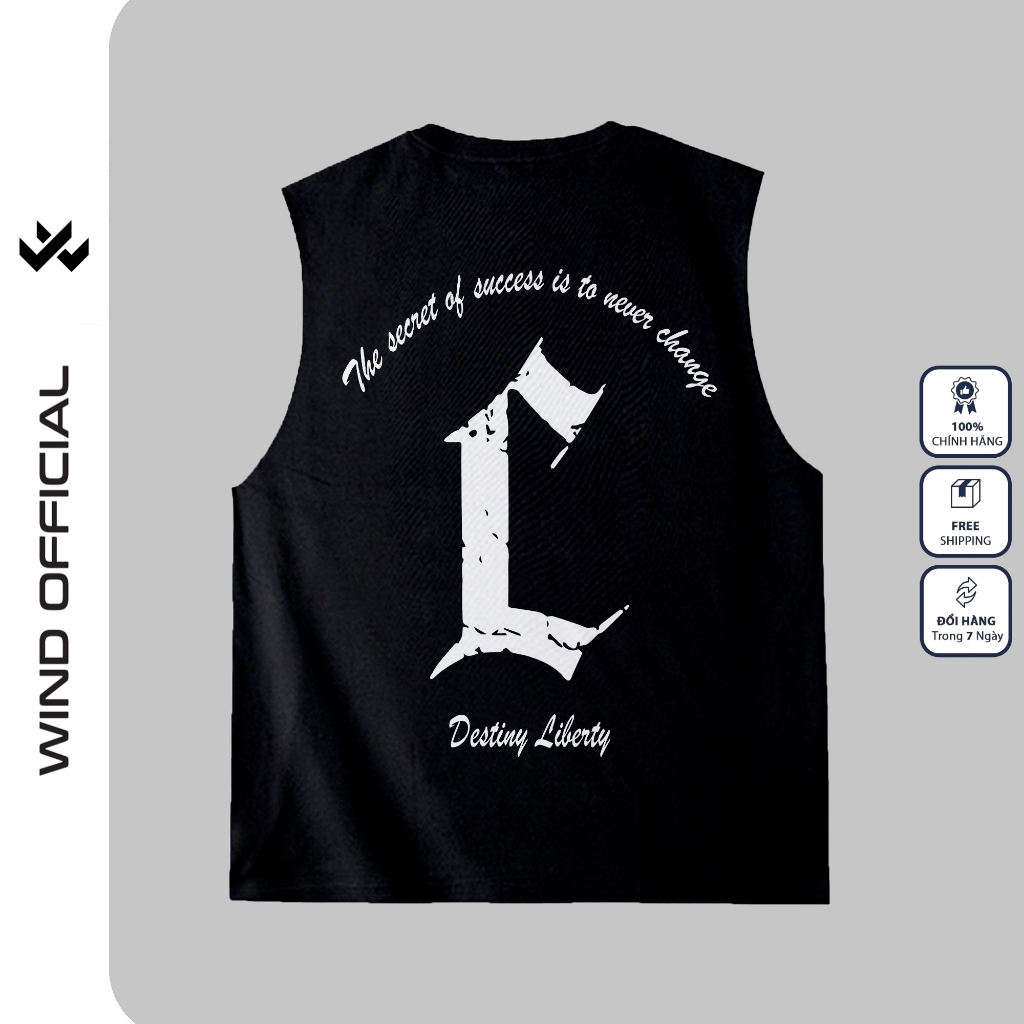Áo ba lỗ unisex WIND form rộng sát nách Chữ L tanktop thời trang nam nữ oversize