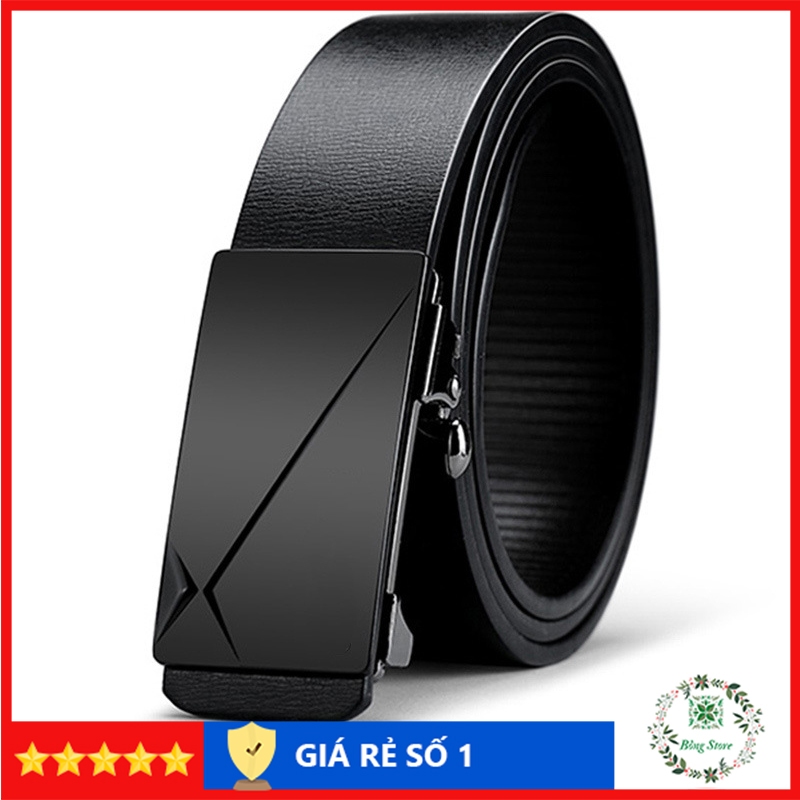 Thắt lưng nam da cao cấp, dây lưng nam mặt khóa tự động sang trọng màu đen TLĐ01