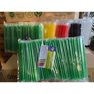 RẺ-Ống hút có mà không màng bọc ong,trà sữa,cà phê,nước mía,sinh tố màu xanh_ màu vàng_màu Hồng( chú ý phan loại )