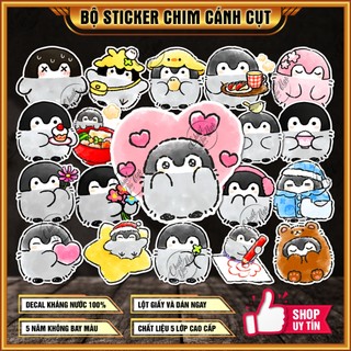 Combo 100 sticker chim cánh cụt dễ thương decal nhãn dán trang trí