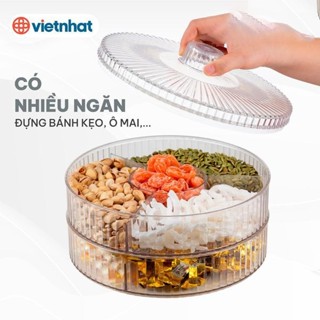 khay/hộp mứt tết 2024 nhựa trong suốt, 1/2 tầng, khay/hộp đựng bánh kẹo tết hokori 5365-1/2 việt nhật