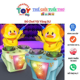Đồ Chơi Vịt Vàng DJ VINATOYS, Có Bánh Xe Di Chuyển Và Âm Thanh Nhạc Đèn Vui Nhộn, An Toàn Cho Bé