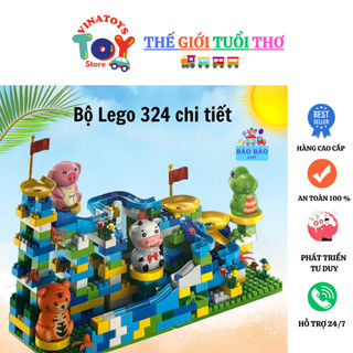 Đồ Chơi Lắp Ghép 222 Chi Tiết Cho Bé VINATOYS, Trò Chơi Thông Minh (Gồm Cầu Trượt Bi Kèm Thú)