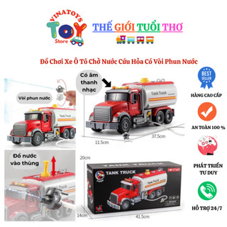 Đồ Chơi Xe Ô Tô Chở Nước Cứu Hỏa Có Vòi Phun Nước VINATOYS, Có Đèn Và Âm Thanh, Ô Tô Cỡ Lớn (Có Thể Phun Nước)