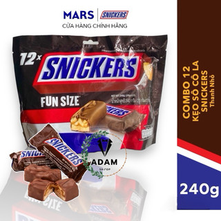 Kẹo socola snickers đậu phộng fun size túi 12 thanh - 240g