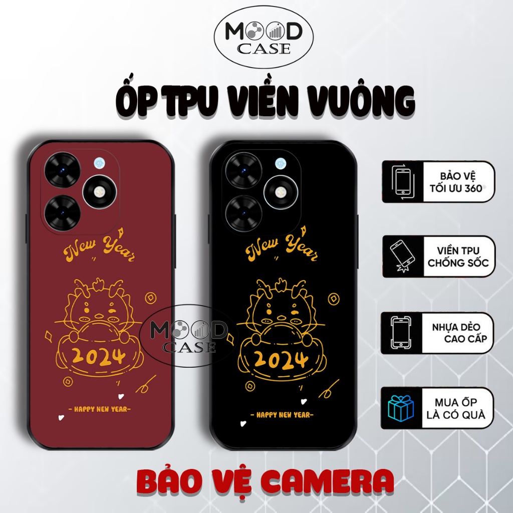 Ốp Tecno Spark 10 , Spark Go 2024 , Spark 10 Pro  Spark 20 , Pop 8  20c TPU cạnh vuông | Kind case Ốp lưng bảo vệ camera