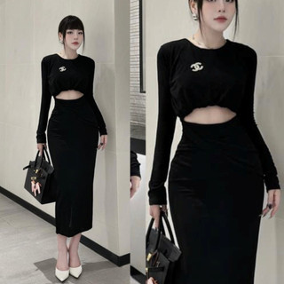 Sét đò nữ váy body dài tay chuẩn thiết kế loại 1 Kemi