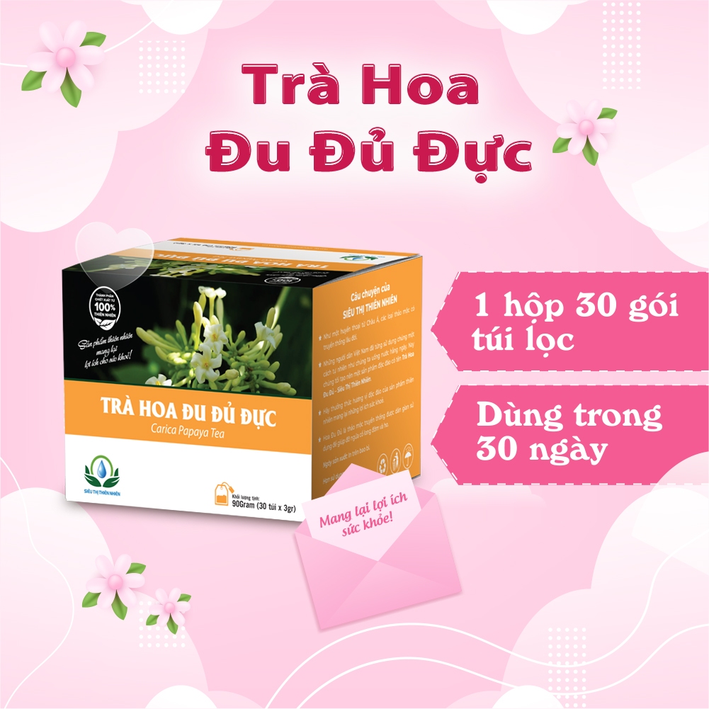 Trà Hoa Đu Đủ Đực Hộp 30 Túi Lọc Kích Thích Tiêu Hóa, Khỏi Viêm Họng Của Siêu Thị Thiên Nhiên