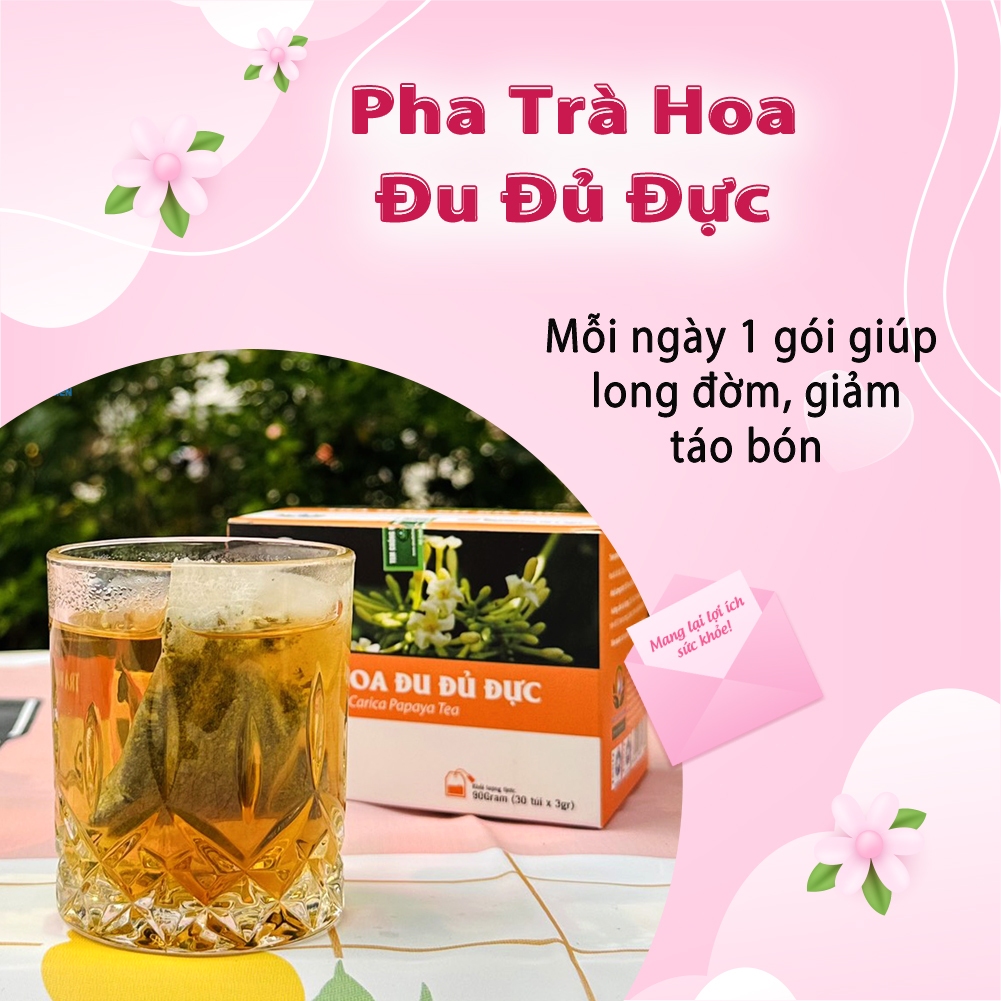 Trà Hoa Đu Đủ Đực Hộp 30 Túi Lọc Kích Thích Tiêu Hóa, Khỏi Viêm Họng Của Siêu Thị Thiên Nhiên