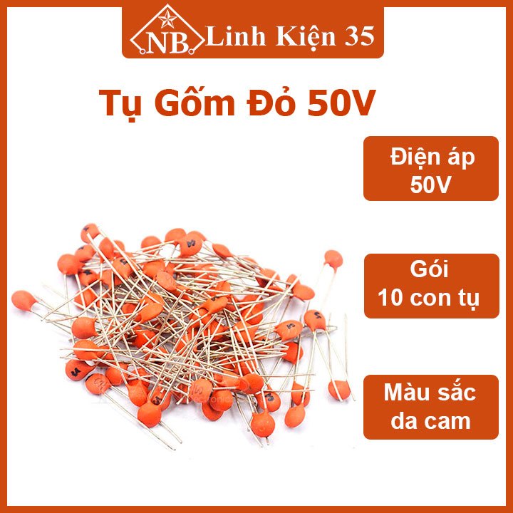 Tụ gốm đỏ 50V - gói 10 Con