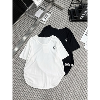 Áo thun nữ polo cổ tim thêu dáng đuôi tôm hàng Qc