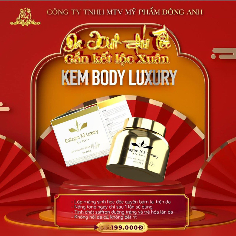 Kem Body Collagen X3 Luxury Đông Anh Chính Hãng Nâng Tone - Dưỡng Da Trắng