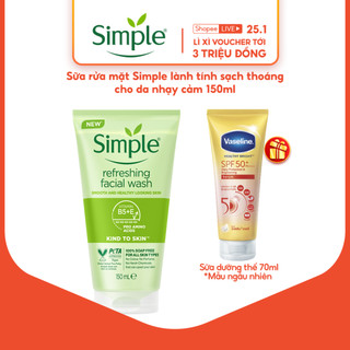  Sữa rửa mặt Simple lành tính sạch thoáng - cho da nhạy cảm 150ml