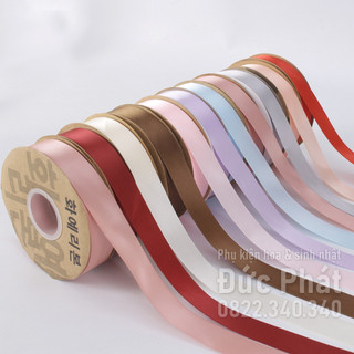 Ruy Băng Lụa Trơn Loại Đẹp KT 2cm - 45M Gói Hoa Buộc Hoa Buộc Quà Làm Nơ