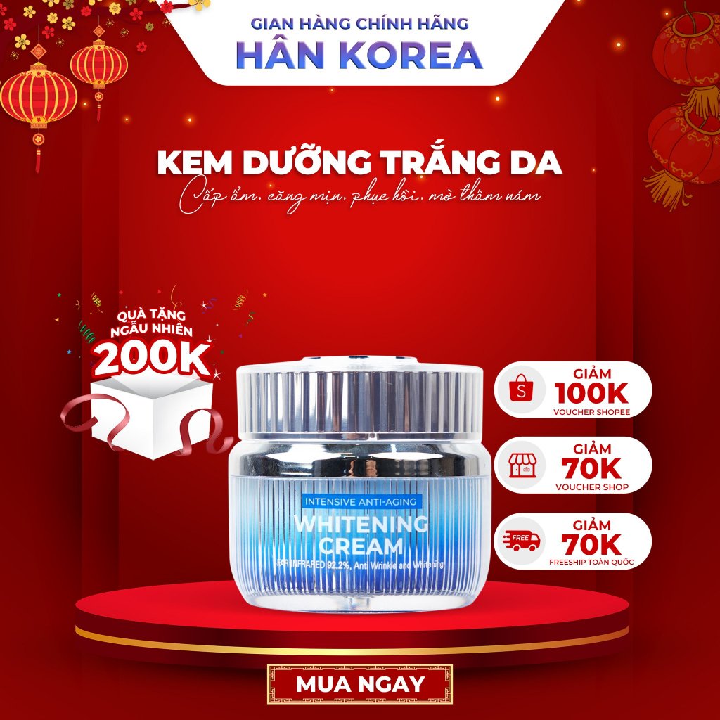 Kem dưỡng trắng Whitening Cream K Lady Care, làm trắng da, mờ thâm nám, cung cấp độ ẩm, phục hồi cho da - Hankorea