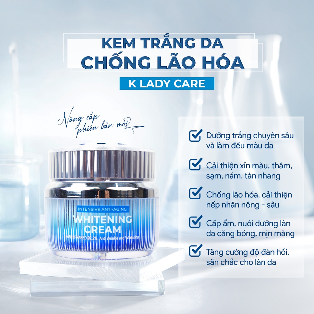 Kem dưỡng trắng Whitening Cream K Lady Care, làm trắng da, mờ thâm nám, cung cấp độ ẩm, phục hồi cho da - Hankorea