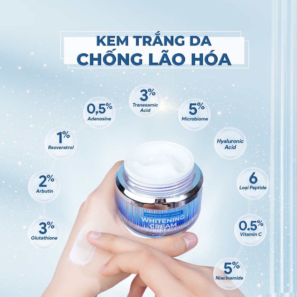 Kem dưỡng trắng Whitening Cream K Lady Care, làm trắng da, mờ thâm nám, cung cấp độ ẩm, phục hồi cho da - Hankorea