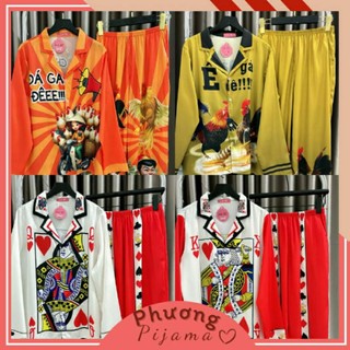 Mẫu đồ bộ pijama hot trend bài k, bài q, đá gà siêu xinh cho mùa tết lung linh