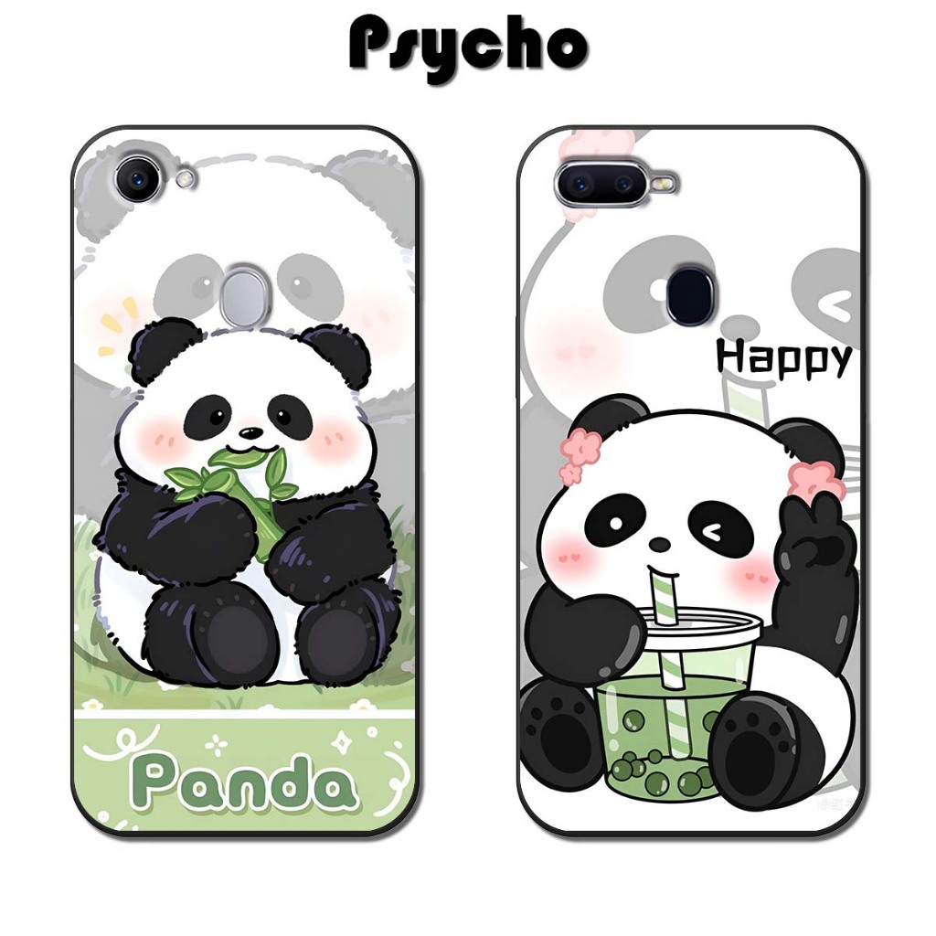 Ốp lưng Oppo Panda Happy TPU dẻo viền vuông Oppo F1 Plus - F1 - A35 - F11 - F11 Pro - F3 Plus - F5 - F7 - F9 Psycho