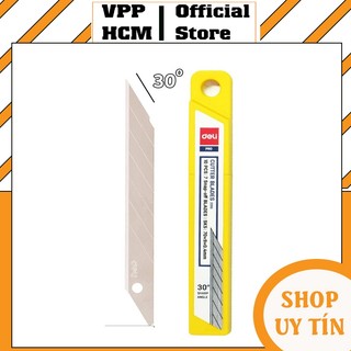 Vỉ 10 lưỡi dao rọc giấy deli 2015 9mm lưỡi dao nhọn 30 độ