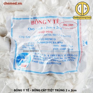 Bông gòn tiệt trùng 2 x 2 cm, bông y tế tiệt trùng gói 500g