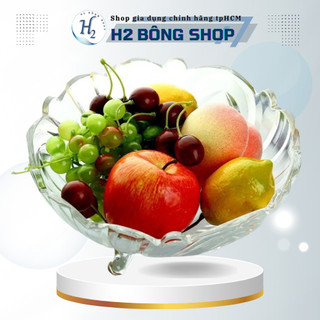 Đĩa, thố thủy tinh 3 chân đựng hoa, rau để bàn cực đẹp, sang trọng, đĩa thuỷ tinh để chưng hoa quả