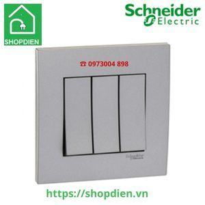 Bộ công tắc ba 1 chiều 16ax schneider vivace kb33_1_as_g19 màu bạc - vuông