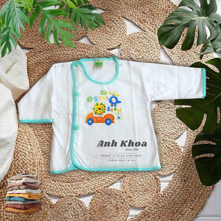 Áo sơ sinh cài nút chéo BOSINI viền màu hàng đẹp cho bé từ 0-3 tuổi