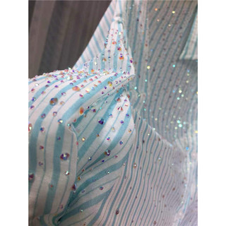 Sơ mi kẻ đính đá quảng châu (sẵn xanh sz L)