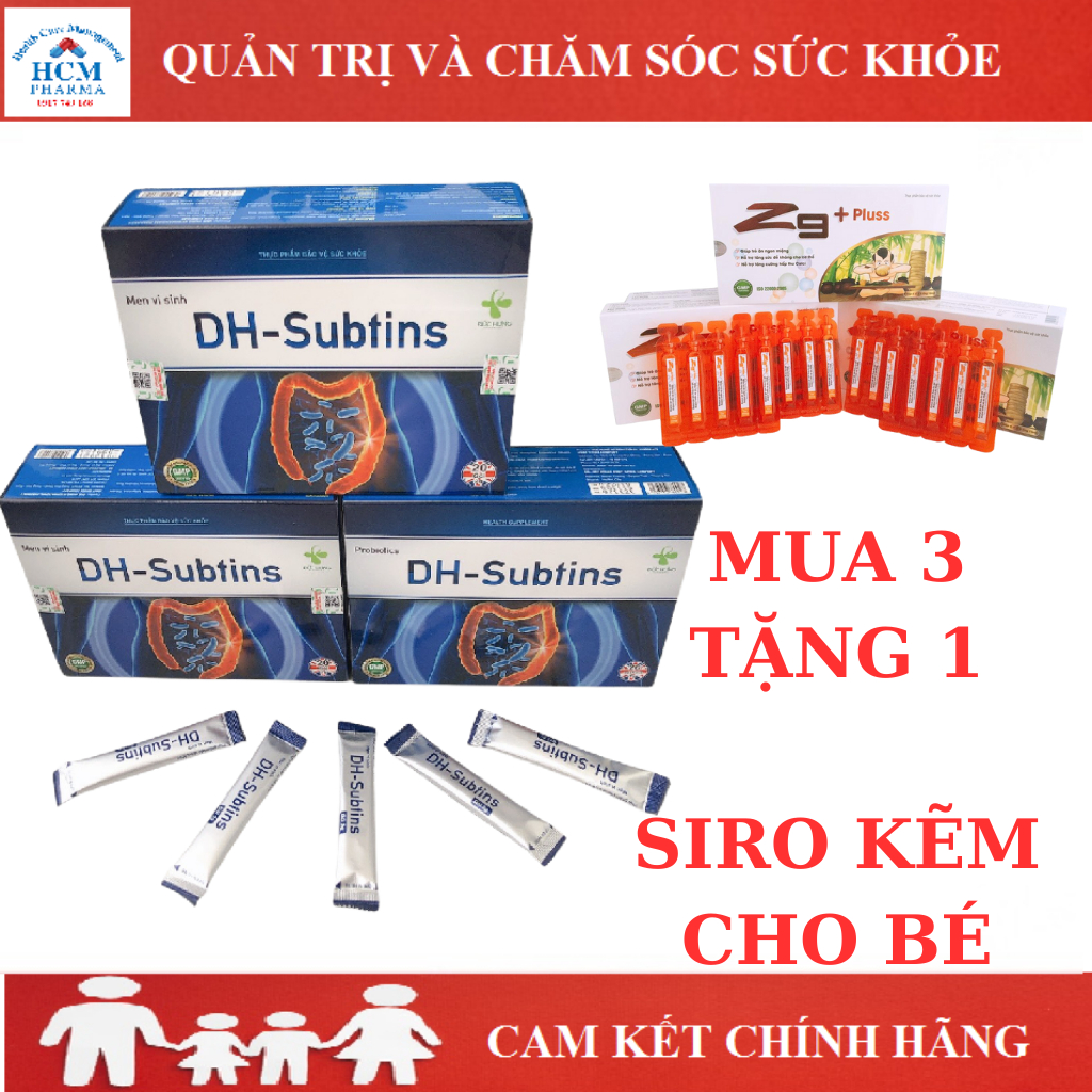 Men vi sinh cho bé và người lớn táo bón, tiêu chảy, rối loạn tiêu hóa DH Subtins 5 tỷ bào tử lợi khuẩn HCM PHARMA DHG04